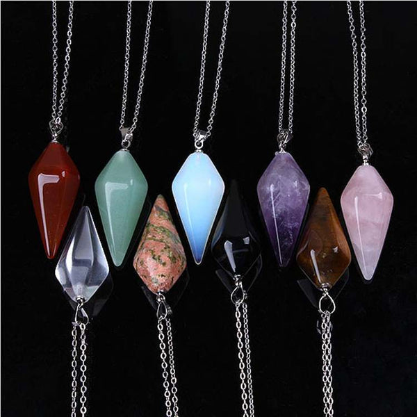 Hexagon Pyramid Charm Necklace