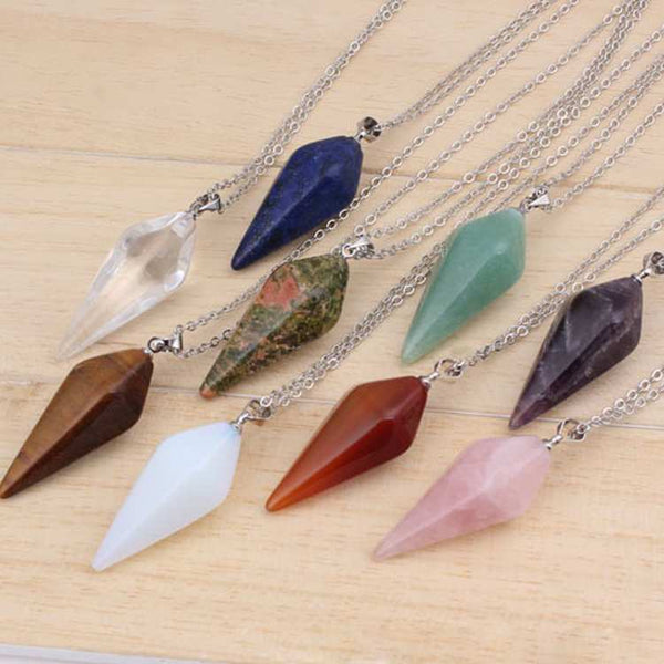 Hexagon Pyramid Charm Necklace