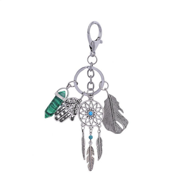 Natural Stone Dream Catcher Keychain