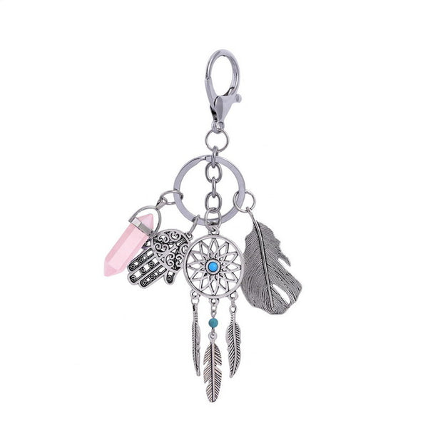 Natural Stone Dream Catcher Keychain