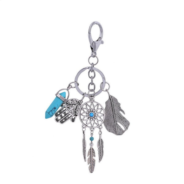 Natural Stone Dream Catcher Keychain